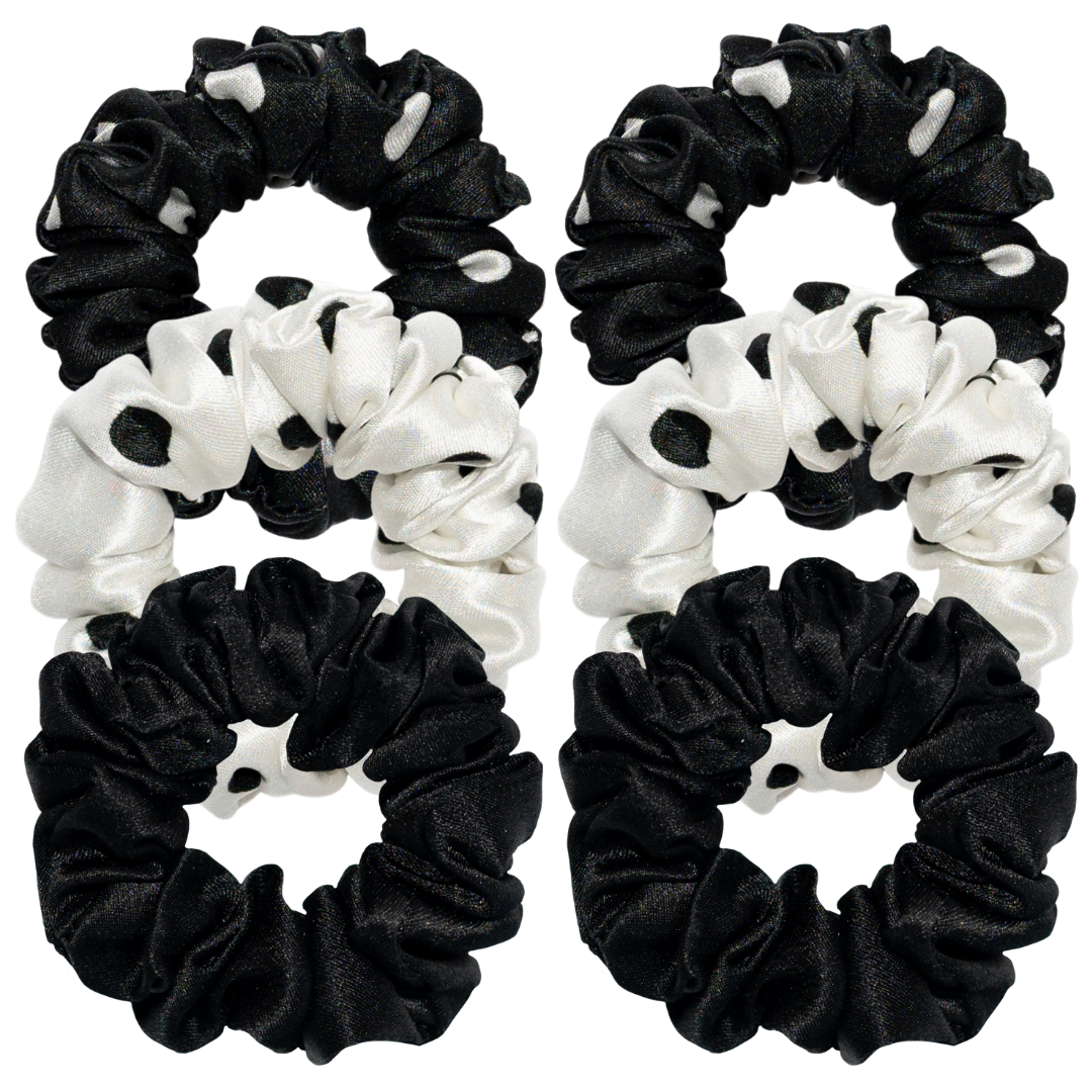 Black and white Silky Hair Scrunchies Amazon.com : PARISBELLA Silky Satin Scrunchies For Women  main image 3