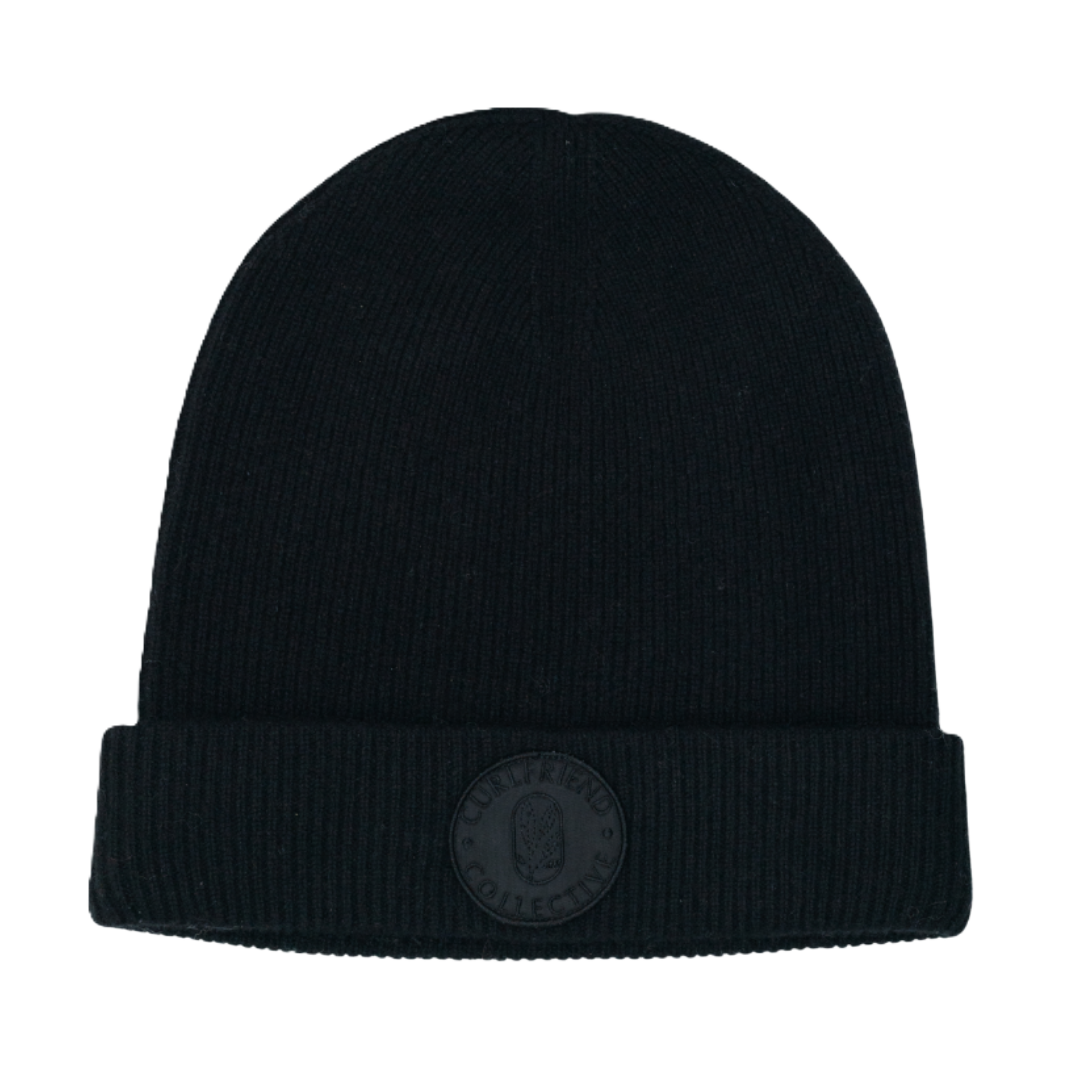 未使用 パレス Celtic Nein Cuff Beanie Black 黒 Onyx Black Cuffed Silk Lined Cashmere Wool Beanie Made for Curls