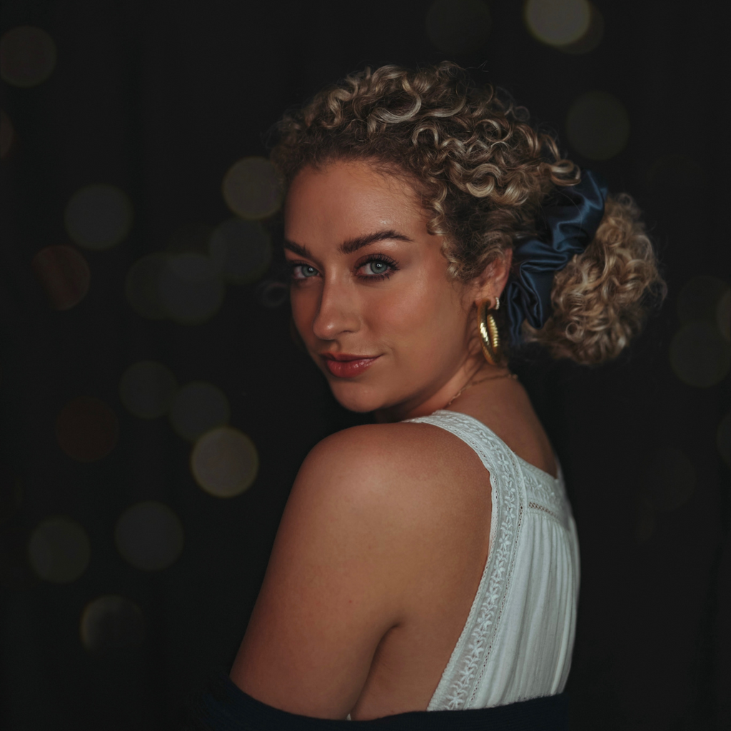 Navy Scrunchie for thick, curly hair Curlfriend Collective